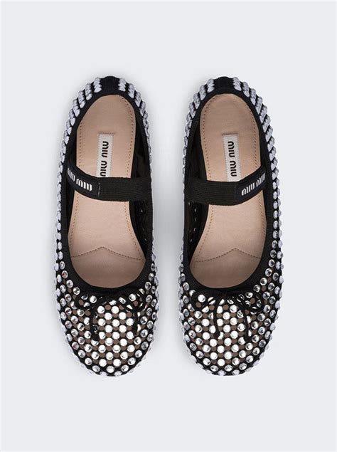 miu miu shoes ballerinas|studded ballerina shoes.